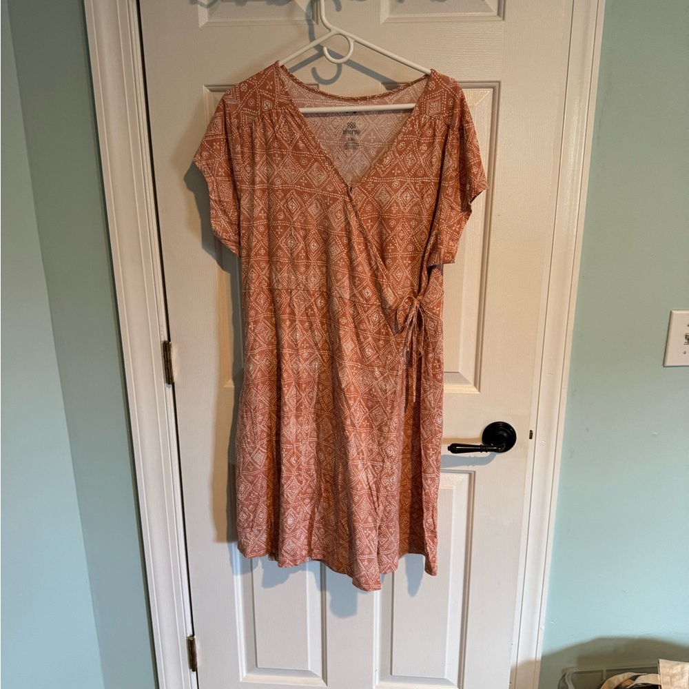 Sherpa Padma Wrap Dress - Desert Sand Geo - XXL
